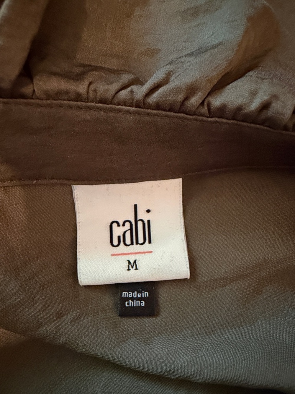 CAbi Icon Olive Brown Boho Romantic Ruffle-Front Button Up Blouse, medium - Picture 5 of 6